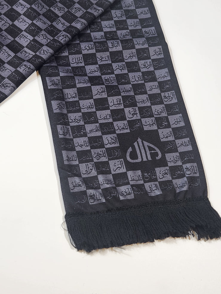 99 Names of Allah Checkered Scarf (Black)