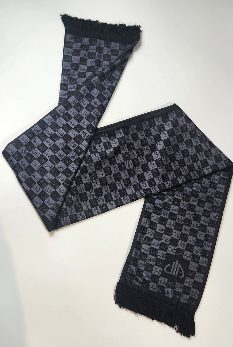 99 Names of Allah Checkered Scarf (Black)